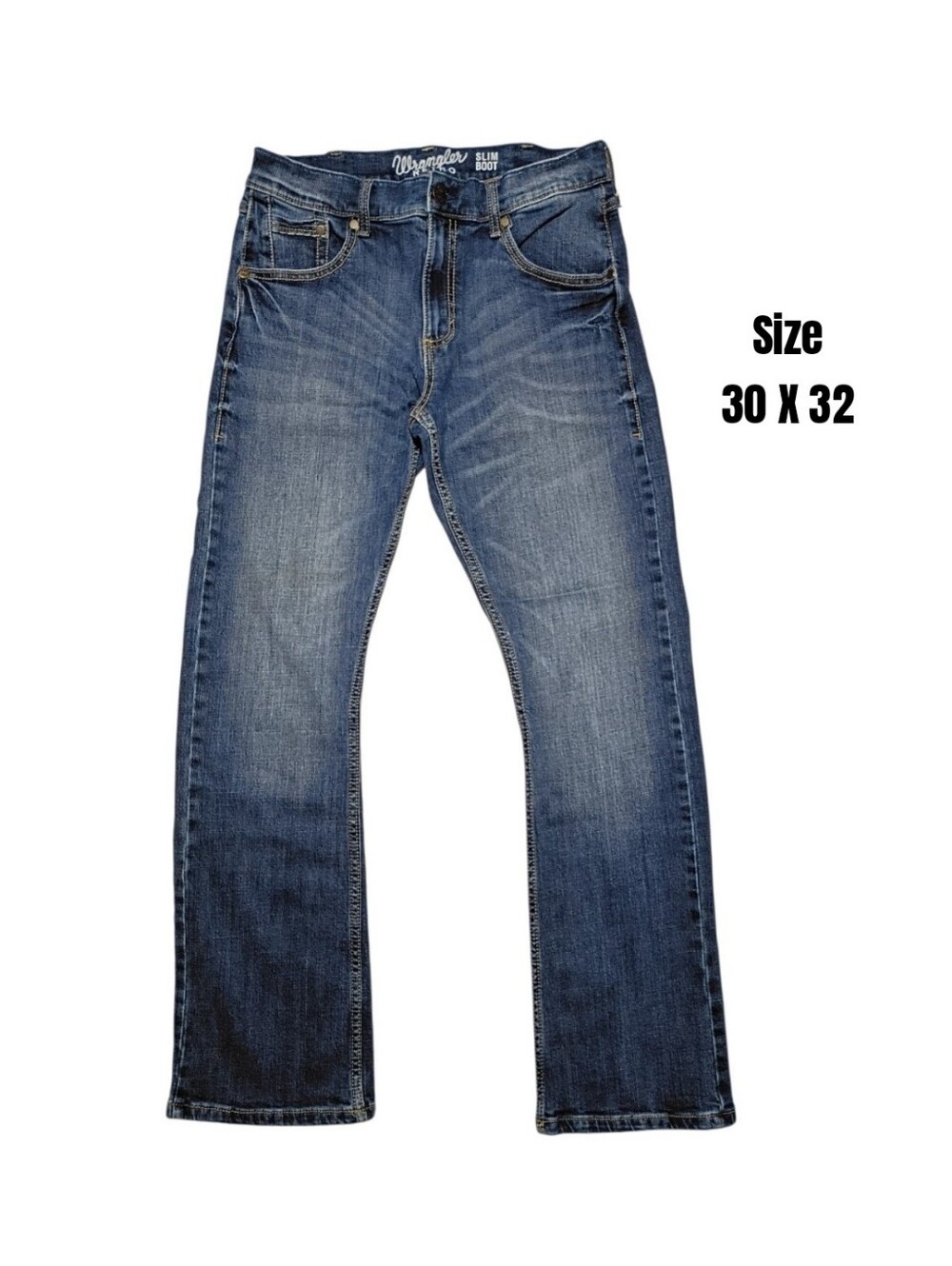 Mens Wrangler Retro Slim Fit Boot Cut Jeans Layton Medium Blue Denim Size 30x32